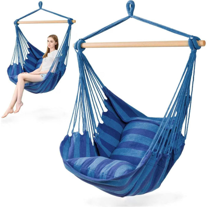 GardenSwing | Garden Hammock Patio Porch Hanging Cotton Rope Swing Chair | Heerlijk schommelen in de tuin