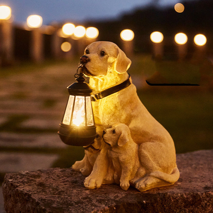 LumoDog | Zonne-energie hond lantaarnsculptuur | Sfeervolle tuinverlichting | Duurzaam en uniek design