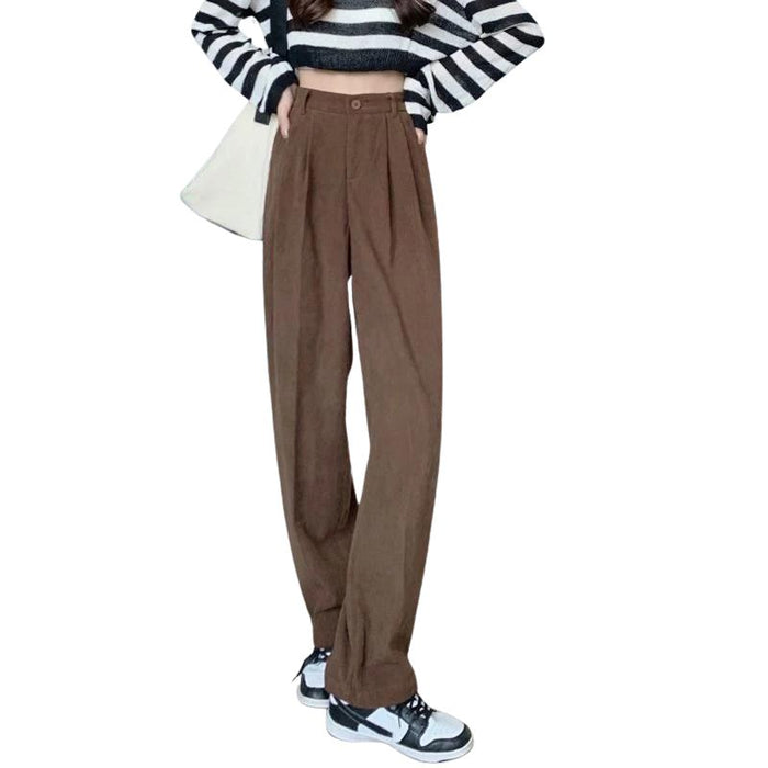 Violet | Vintage Corduroy Hoge Taille Vrouwen Broek | Rechte Pantalon