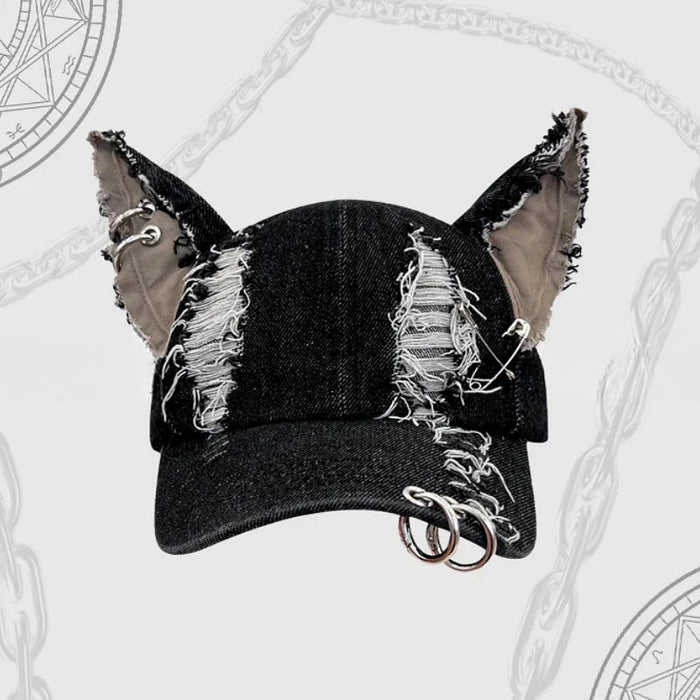 Rogue Wave Kap met stoere denim en kettingdetails, koop 1, krijg 1 gratis