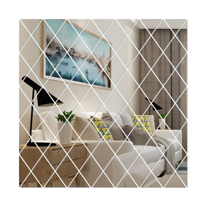 SFEERVOL | 3D Spiegel Muursticker met Diamantvormige Acryl Spiegels | Woonkamer Decoratie