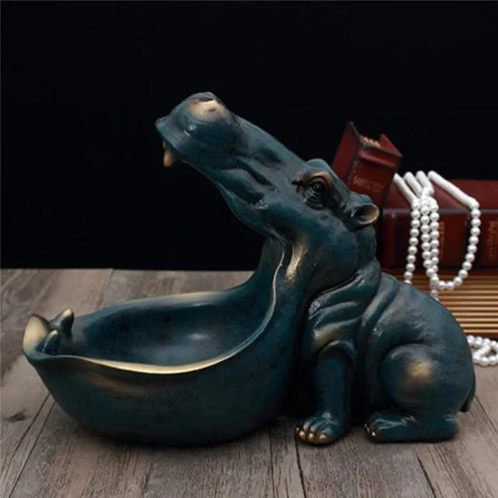 Hippy | Hippo Figuur Desktop Opbergdoos Beeldje | Hippo Sculptuur Grote Mond Pelikaan Tafel Sleutel Snoep Container Home Decor