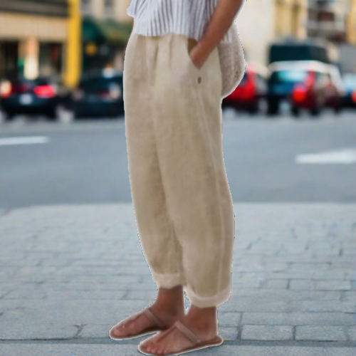 Julia - Zachte linnen broek voor dames met praktische zakken