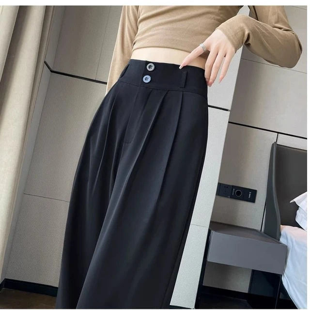 LUXURYMODE | Hoge Taille Wijde Pijpen Broek Dames | Casual Pak Broek