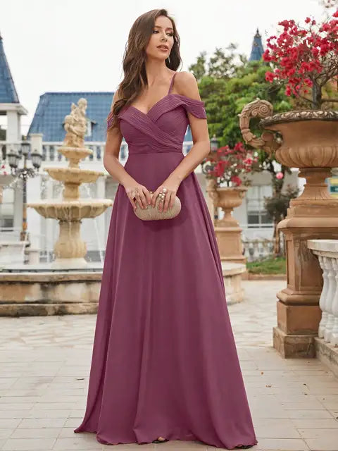 Nele | Elegante Off Shoulder Jurk | Bruidsmeisjes Jurk | Elegante Avondjurk | Maxi Dress
