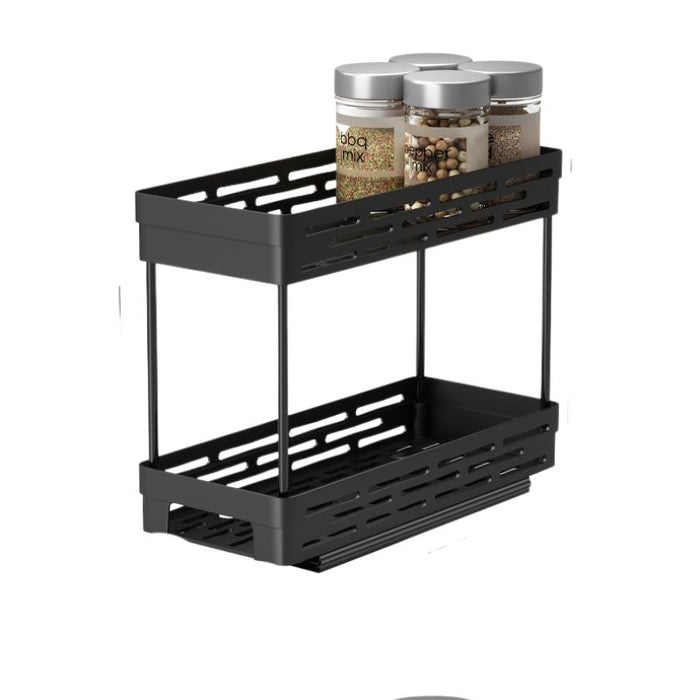 Serenity | Dubbellaags Plastic Opslagorganisator | Pull-out Kruidenfles Specerijen Opbergrek Planken voor Keukenkast