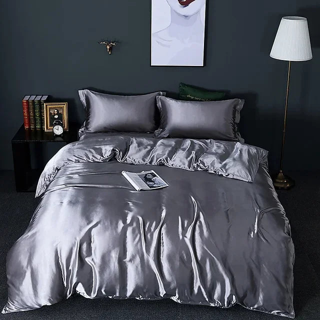SlaapDroom | Zijdezacht Dekbedovertrek Set | Luxe Koningin Formaat | Verkoelend Comfort | Elegantie en Comfort in Één