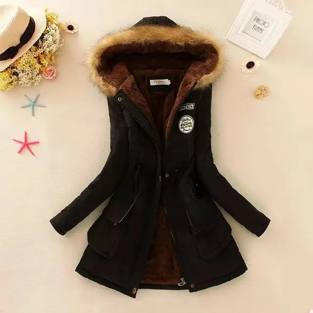 ARIA | Modieuze Katoenen Jas voor Vrouwen | Slim Fit Geborduurde Hooded Parka's