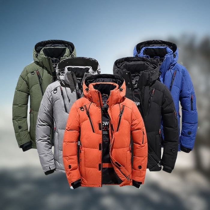 NORMAN | Heren Winter Donsjack | Wit Eend Winddicht Warm Reizen Camping Overjas