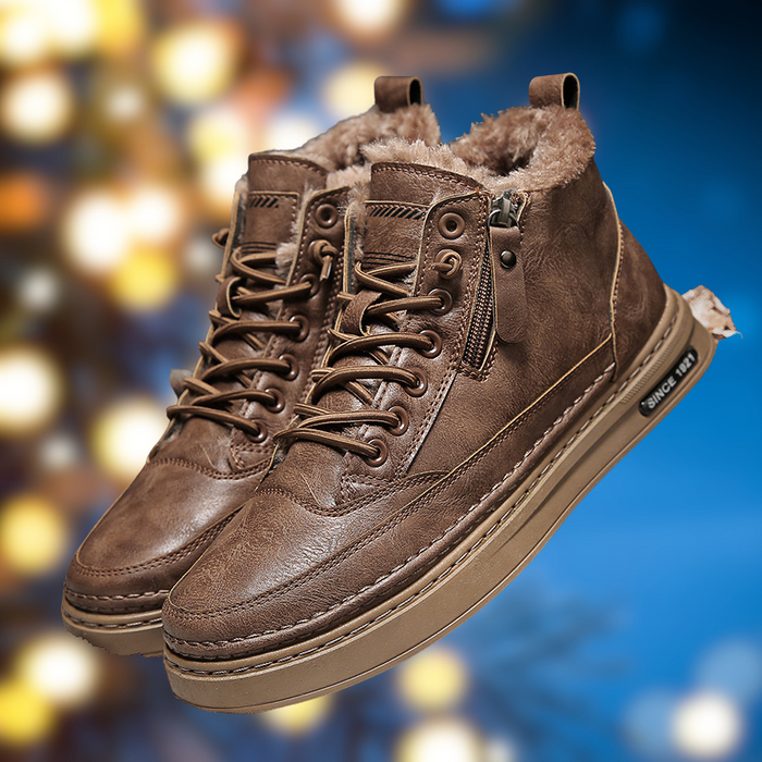 LESTER | Winter Leren Heren Schoenen | Winter Sneakers Man | Gevoerde Sneakers