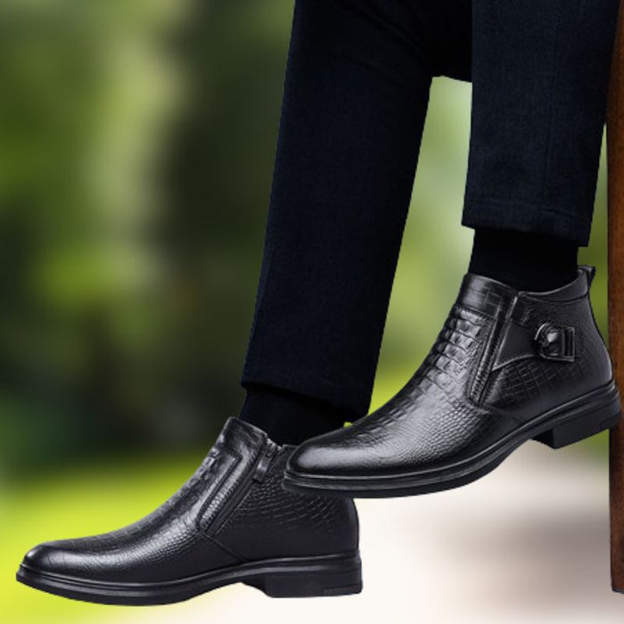 KORNEL | Echt Leer Herfst Winter Business Jurk Snowboots Kantoor Enkel Formele