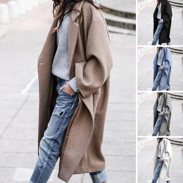URBAN ELEGANCE | Stijlvolle Lange Jas met Zakken - Warme Wolblend Winterjas voor Vrouwen