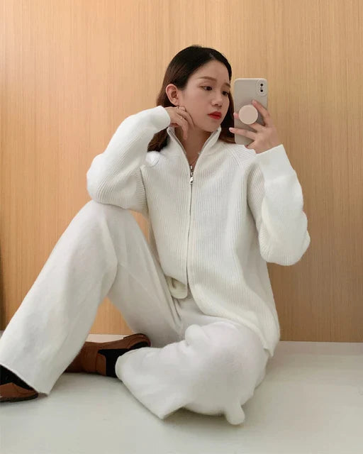 KNITNOOK | Trendy Winter Lounge Set - Zachte Trui en Wijde Gebreide Broek