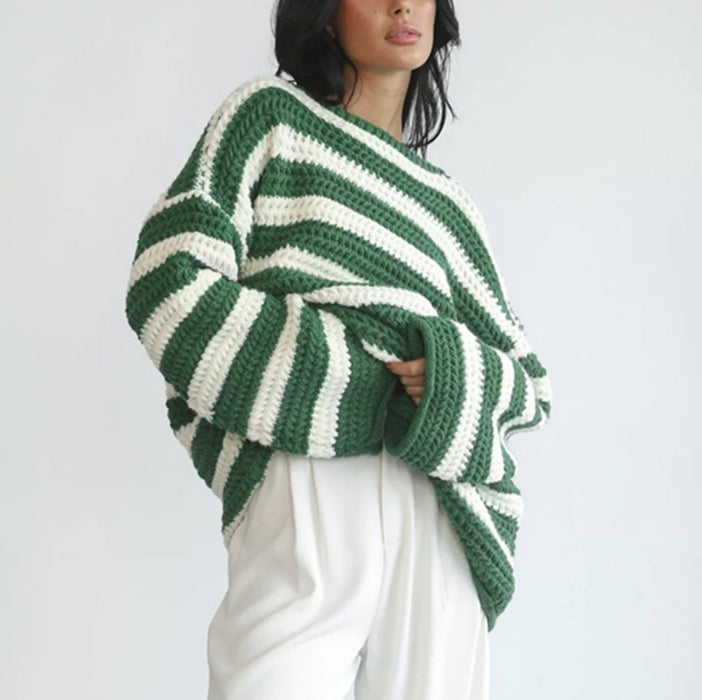 STYLEFLOW | Gestreepte Off-Shoulder Trui | Trendy Comfort | Perfect voor Elke Gelegenheid
