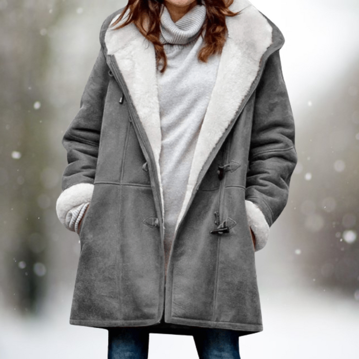 COSMIC| Winterproof Damesjas met Afneembare Capuchon | Premium Fleece-Wildlederjacke