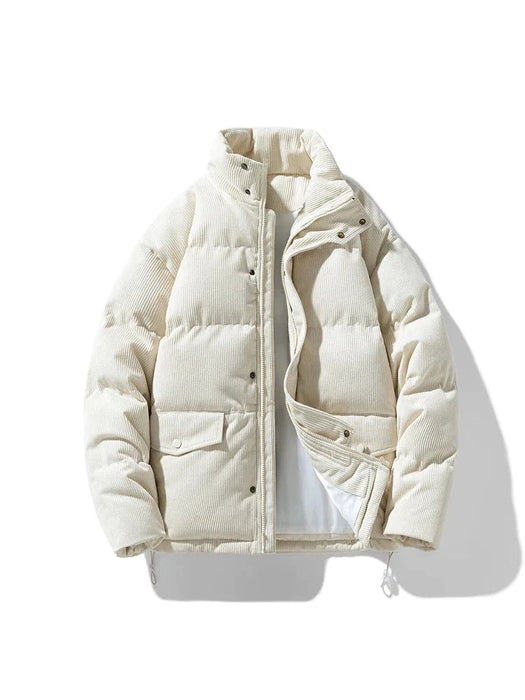 URBAN WARMTH | Heren Winter Parka met Corduroy Patchwork en Militaire Stijl