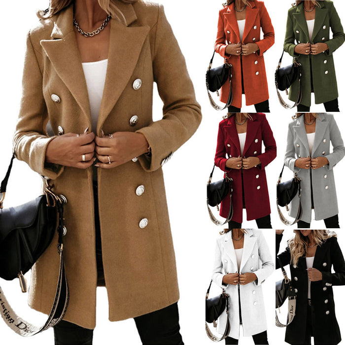 ZARAS | Trendy Lentejas Dames | Warme Polyester Jas met Dubbele Rij Knopen