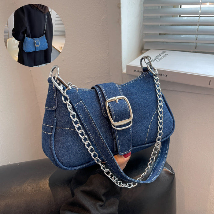 LUNA | Trendy Denim Crossbody Tas met Schouderketting