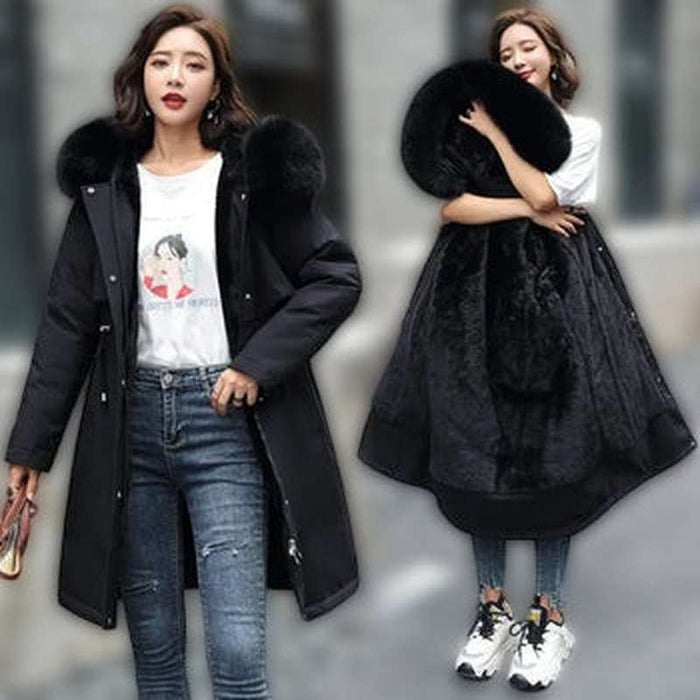 FROSTGLAM | Nieuwe Winter Parka voor Vrouwen | Lange Jas met Wolle Voering, Capuchon en Bontkraag