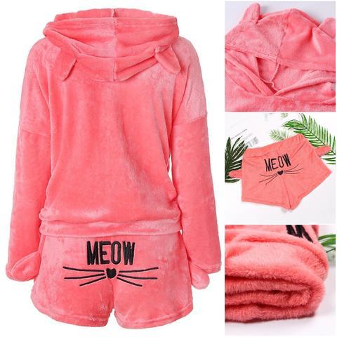 ZACHTE POOTJES | Warme Kattenpyjamaset met Knuffelgarantie | Schattige Nachtkleding