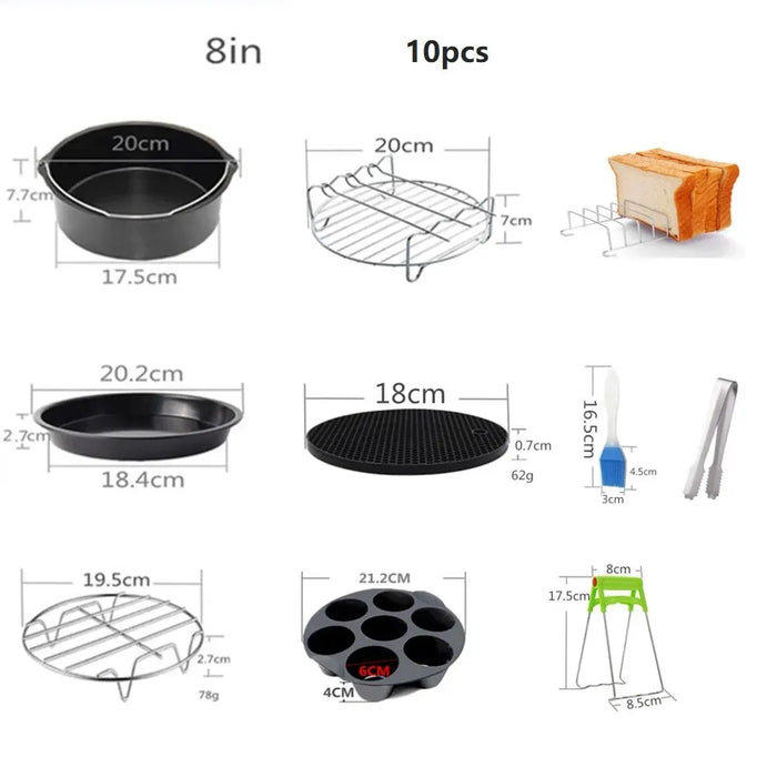 Frymaster | Airfryer Accessoire 10pcs Set | Veelzijdig en Handig | Maak Van Elke Maaltijd Een Feest