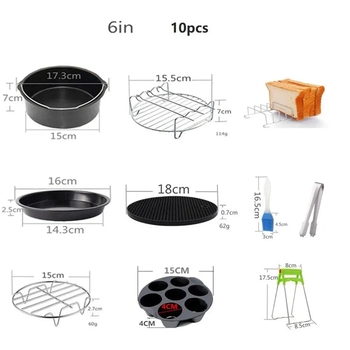 Frymaster | Airfryer Accessoire 10pcs Set | Veelzijdig en Handig | Maak Van Elke Maaltijd Een Feest