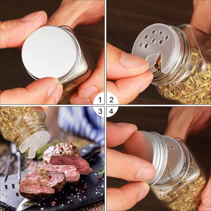 LUZIA | Stijlvolle Kruidenpotjes 12x Set voor de Keuken | Vierkante Glazen Kruidenpotjes met Bamboe Deksel