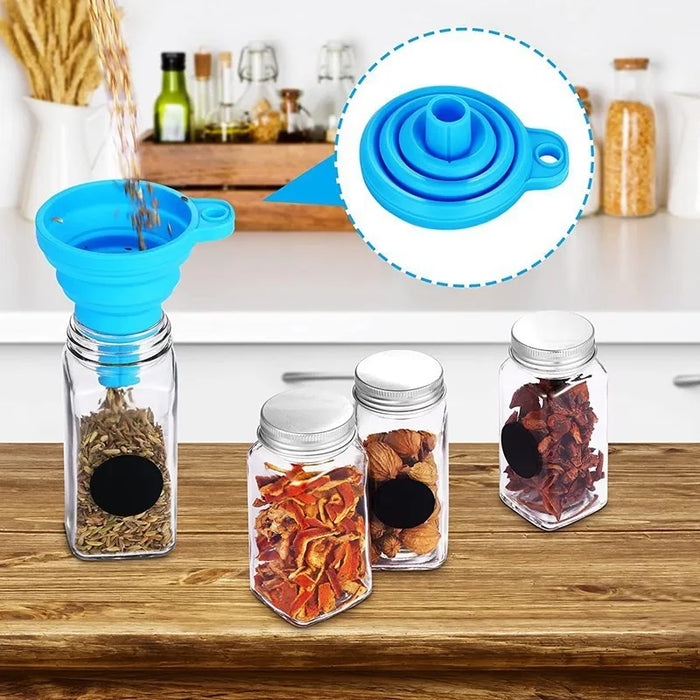 LUZIA | Stijlvolle Kruidenpotjes 12x Set voor de Keuken | Vierkante Glazen Kruidenpotjes met Bamboe Deksel