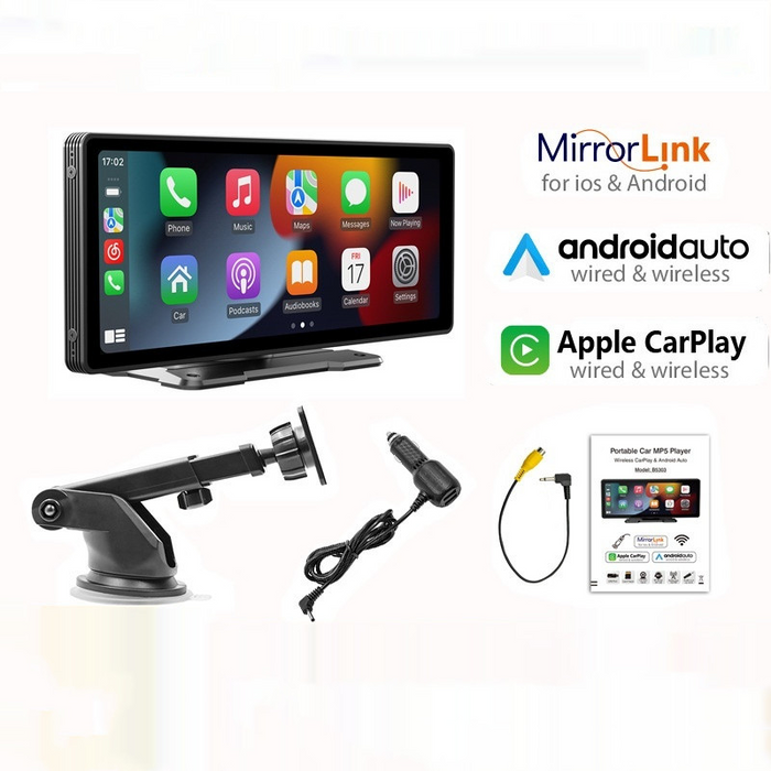 QUICKLY | 10.26" 4K Dash Cam met Draadloze carplay & Android Auto, DVR, 5G Wifi, GPS Navigatie, Achteruitkijkcamera, Dashboard Videorecorder