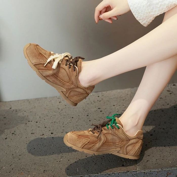 Lorecci Echte Suède Sneakers met dubbele veters en comfort