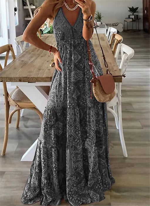 ZARA Zomerse Bloemen Maxi Jurk Comfortabele en Stijlvolle Boho