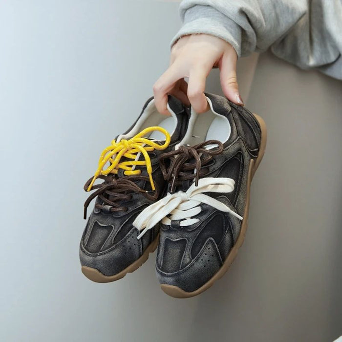 Lorecci Echte Suède Sneakers met dubbele veters en comfort