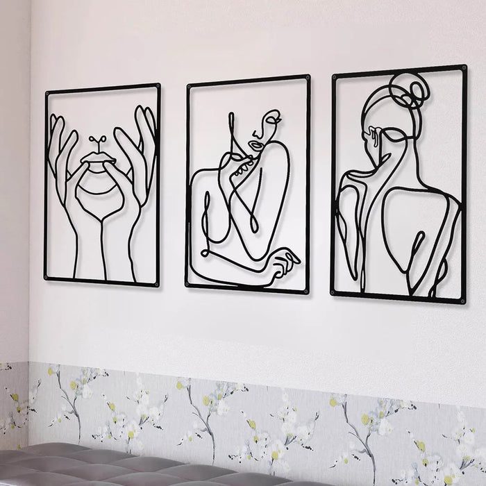 LuxArt| Abstracte Vrouw | Metaalkunst voor een Stijlvol Interieur | Minimalistische Wanddecoratie