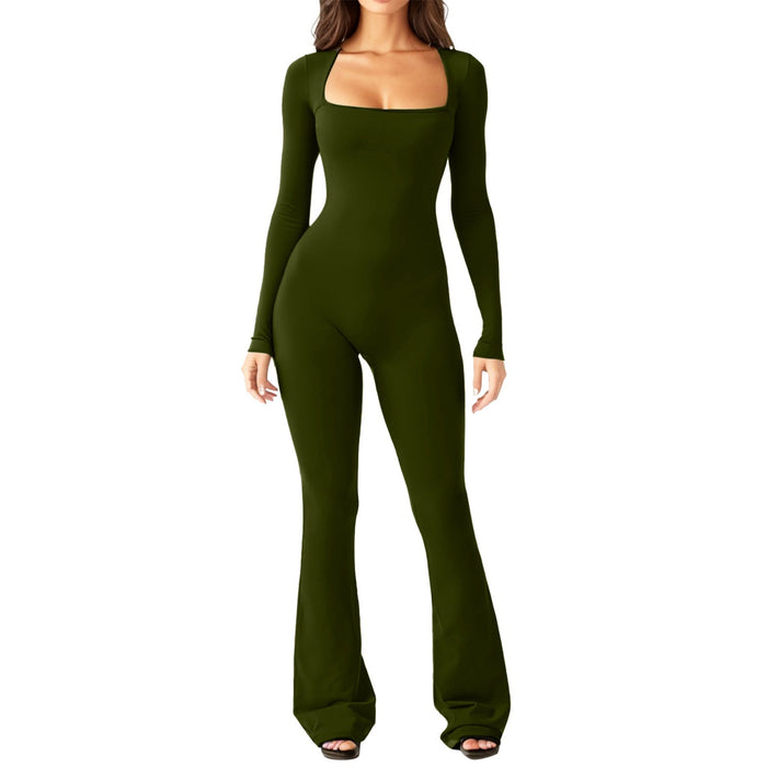 HARMONY | Hippe Dames Jumpsuit met Vierkante Kraag en Wijde Pijpen