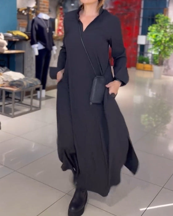 LUXIA | Winterproof Damesjurk met Zijsplit | Stijlvolle Maxi Jurk