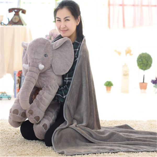 Knuffel Olifant Kussen | Pluizig Zacht | Dubbel Gebruik | Leuk Cadeau
