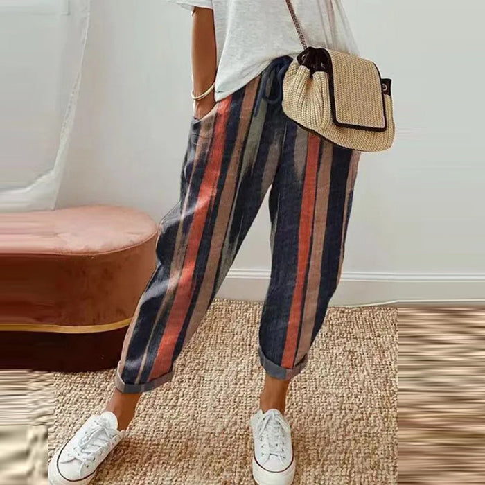 Beinta - Wijde linnen broek voor dames in trendy kleuren en prints