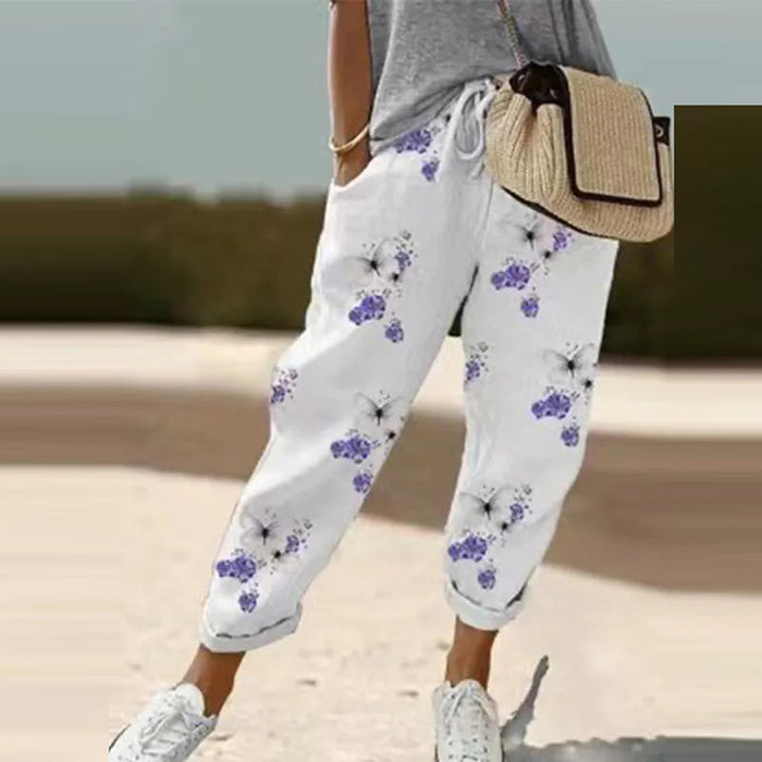 Beinta - Wijde linnen broek voor dames in trendy kleuren en prints