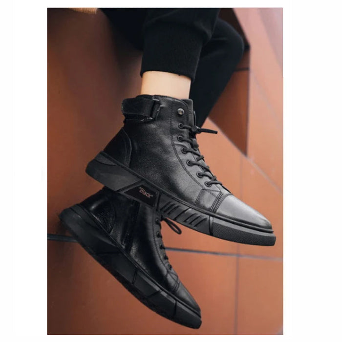 Black-Boots | Zwarte warme leren laarzen Finn Brands