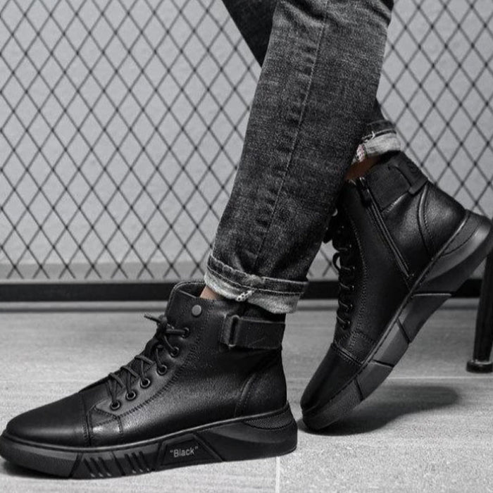 Black-Boots | Zwarte warme leren laarzen Finn Brands