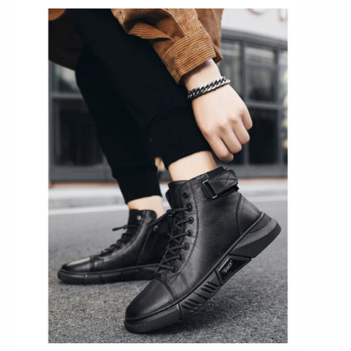 Black-Boots | Zwarte warme leren laarzen Finn Brands