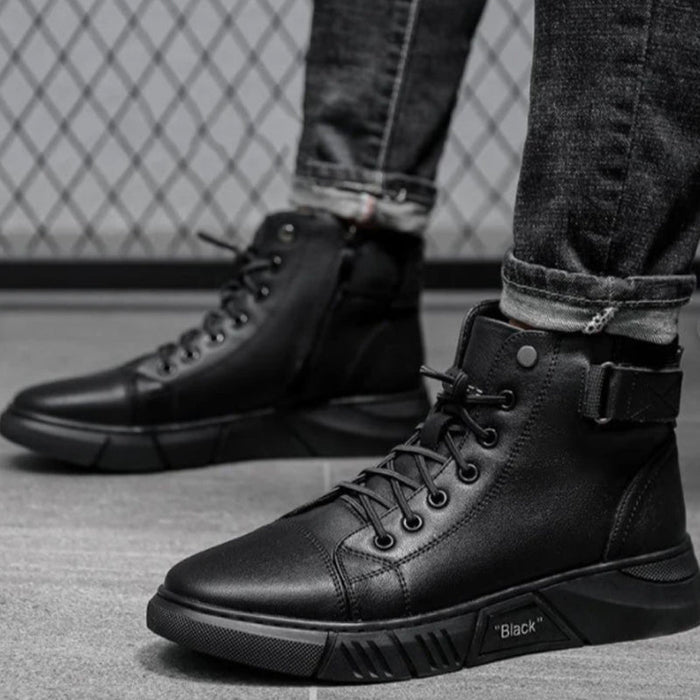 Black-Boots | Zwarte warme leren laarzen Finn Brands