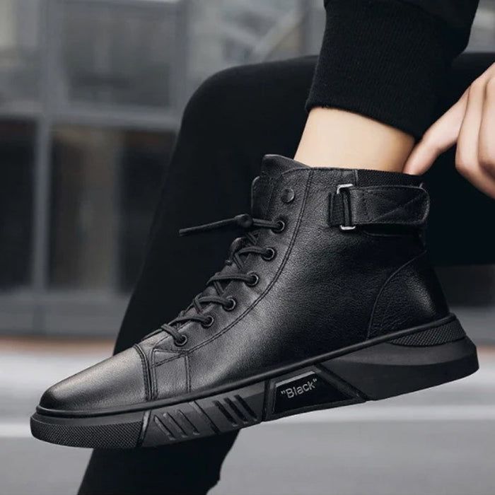 Black-Boots | Zwarte warme leren laarzen Finn Brands