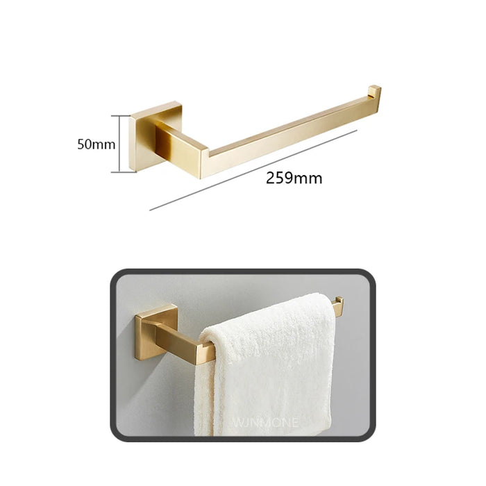 LUXE LEVEN | Badkamer Accessoires Set met Geborsteld Gouden Hardware | Zwarte Badkamer Accessoires Set 4 Stuks