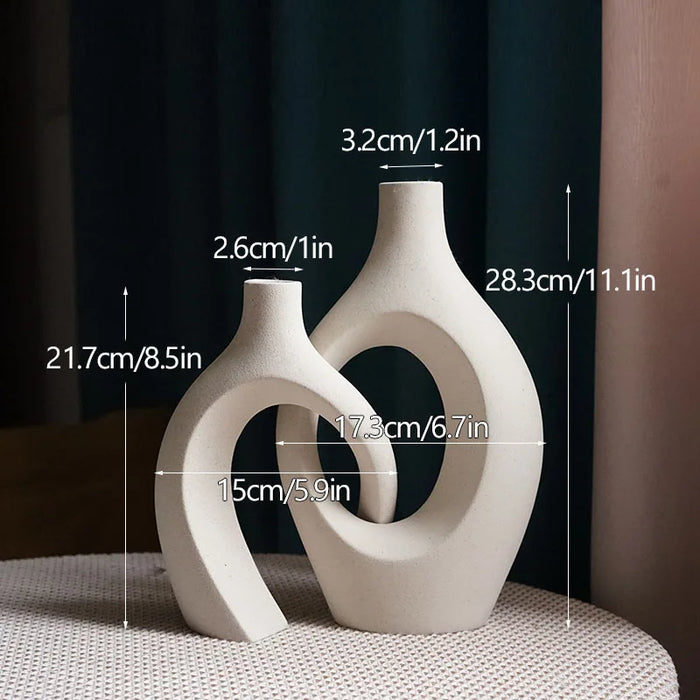 LiefdesKnuffel Vaas | Minimalistisch Keramisch Ontwerp | Bohemian Stijl | Set van 2 | Perfect voor Woonkamer, Keuken, en Meer