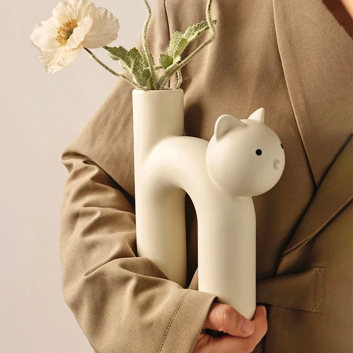 PurrVase | Kattenkop Vaas | Schattige Bloemendecoratie | Uniek Hydroponisch Ontwerp | Stijlvolle Thuisinrichting