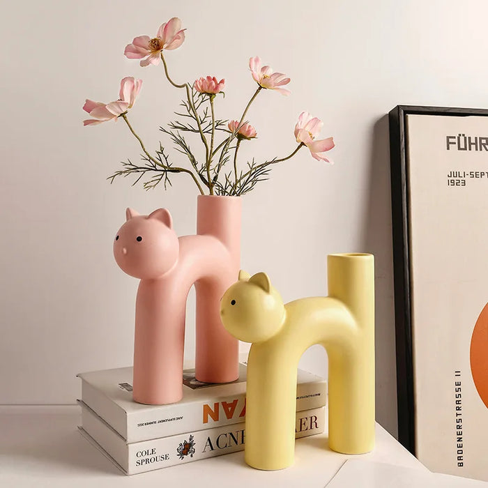 PurrVase | Kattenkop Vaas | Schattige Bloemendecoratie | Uniek Hydroponisch Ontwerp | Stijlvolle Thuisinrichting