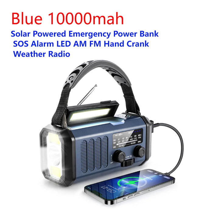 SOLAIRE | Noodradio AM/FM Draagbare Radio met LED Zonne-Handkruk USB 5000mAh/10000mAh Oplaadbare Zaklamp Leeslamp SOS Alarm |