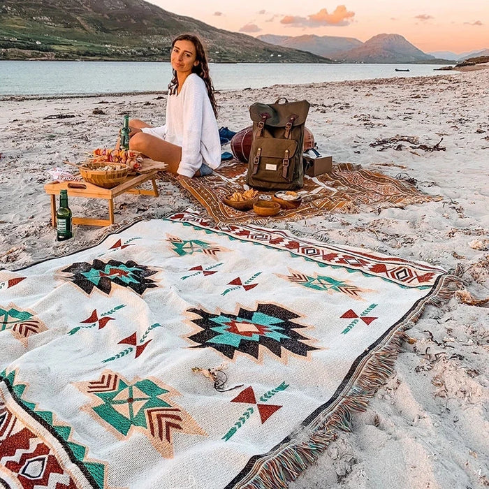BUITENLEVEN | Etnisch Bohemian Mexico Deken | Trendy Dekens voor Buitenavonturen