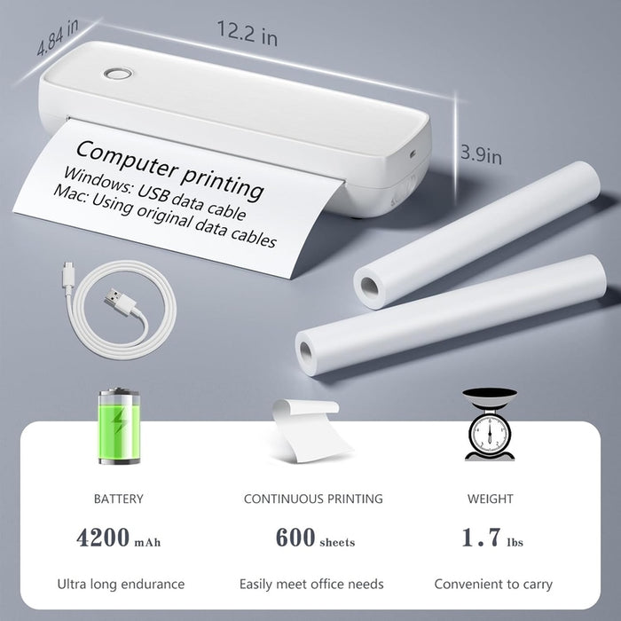 GoPrint - Draadloze Draagbare Thermische Printer | Compatibel met Android, iOS en Laptops Finn Brands